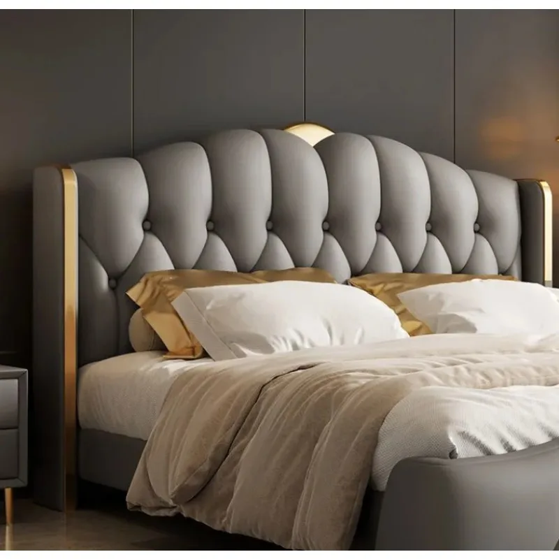 Wholesale Modern Bed Can Customize Bedroom Furniture Soft Waterproof Double Wooden Bed Frame Headboard Bed With Storage