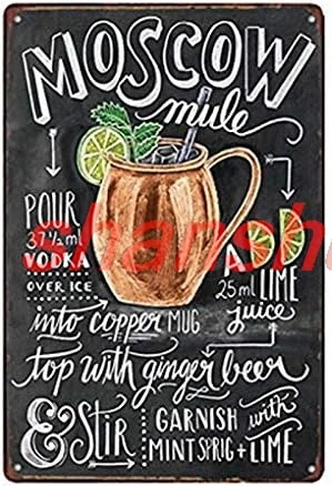 Sylty 8x12 Inch Metal Tin Sign Moscow Mule Cocktail Bar Pub Home Vintage Look Reproduction ASD