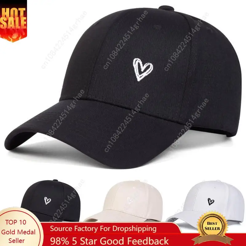 

Unisex Love Heart Embroidered Baseball Cap Outdoor Sport Adjustable Sunscreen Leisure Hat Spring Autumn Travel Tourism Beach Vac