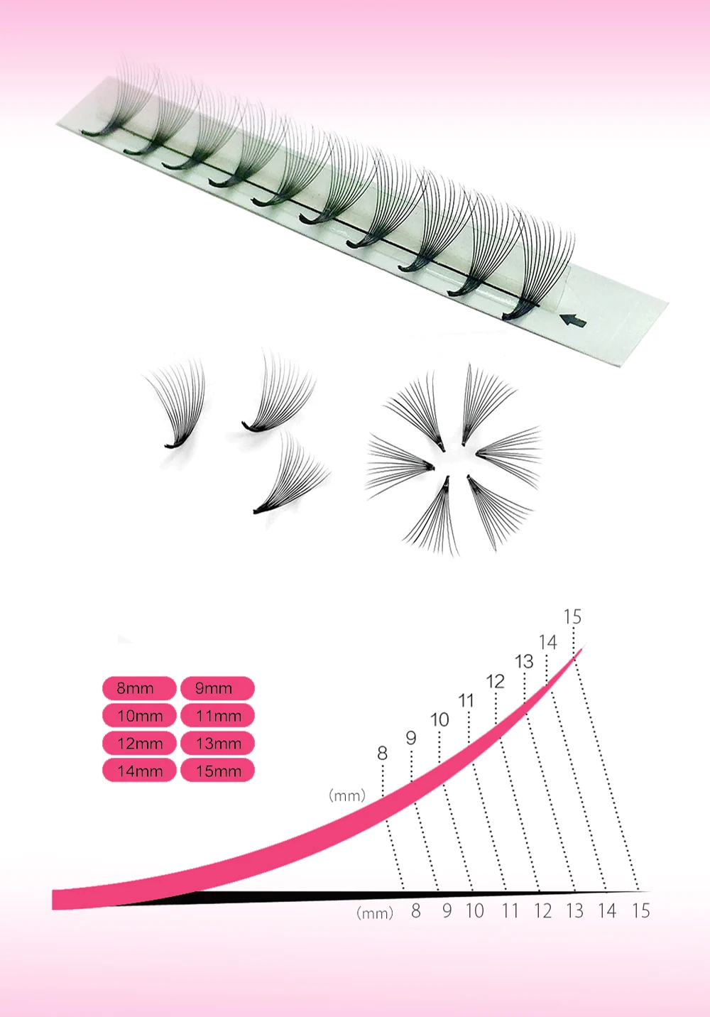 10D Russische Volumen-Wimpern, vorgefertigte Fächerwimpern mit langem Stiel, fertige Wimpernverlängerungen mit spitzer Basis, 3D 5D 6D falsche Wimpern-Cluster – Detail 10