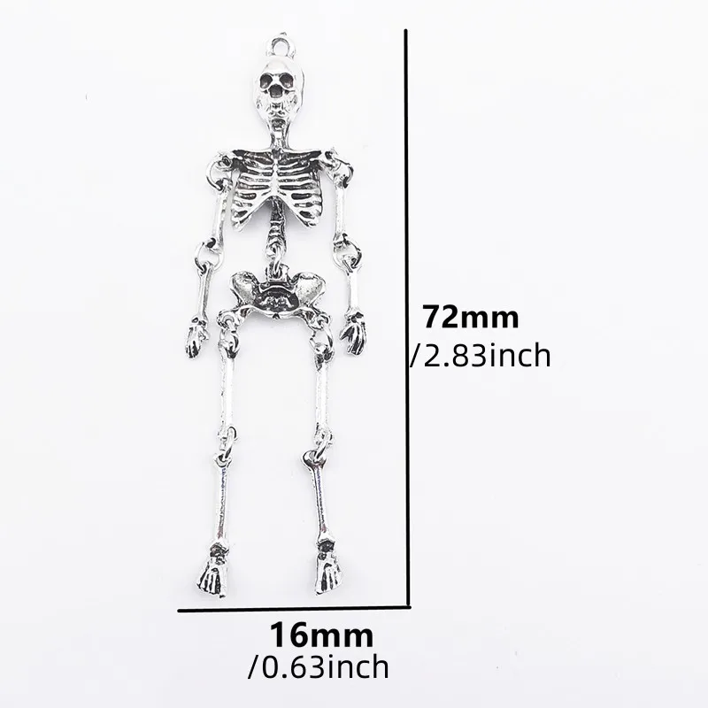 2/5/10PCS Retro Skull Skeleton Pendant DIY Alloy Pendant Halloween Accessories Key Chain Decorative Accessories view 3