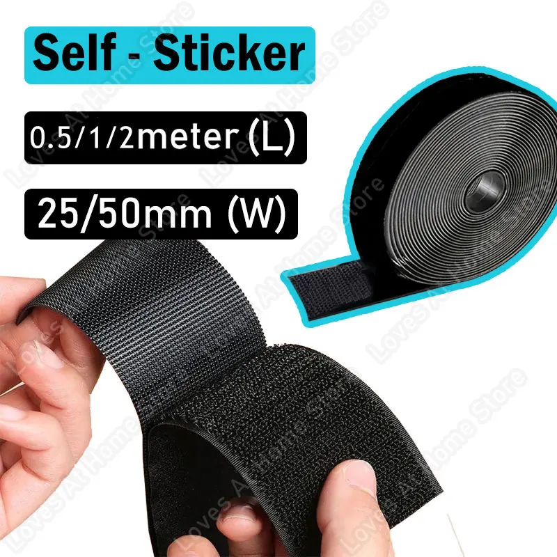 Self-Adhesive Hook And Loop Magic Fastener Tapes Strong Adhesive Glue Sticker Velcros Strap Sewing Fabric Tapes 0.5/1/2 Meters