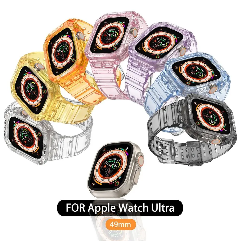 

TPU Integrated Transparent Band With Case For Apple Watch Ultra 49mm Strap For iWatch 49mm Cover For Apple Watch 8 Ultra