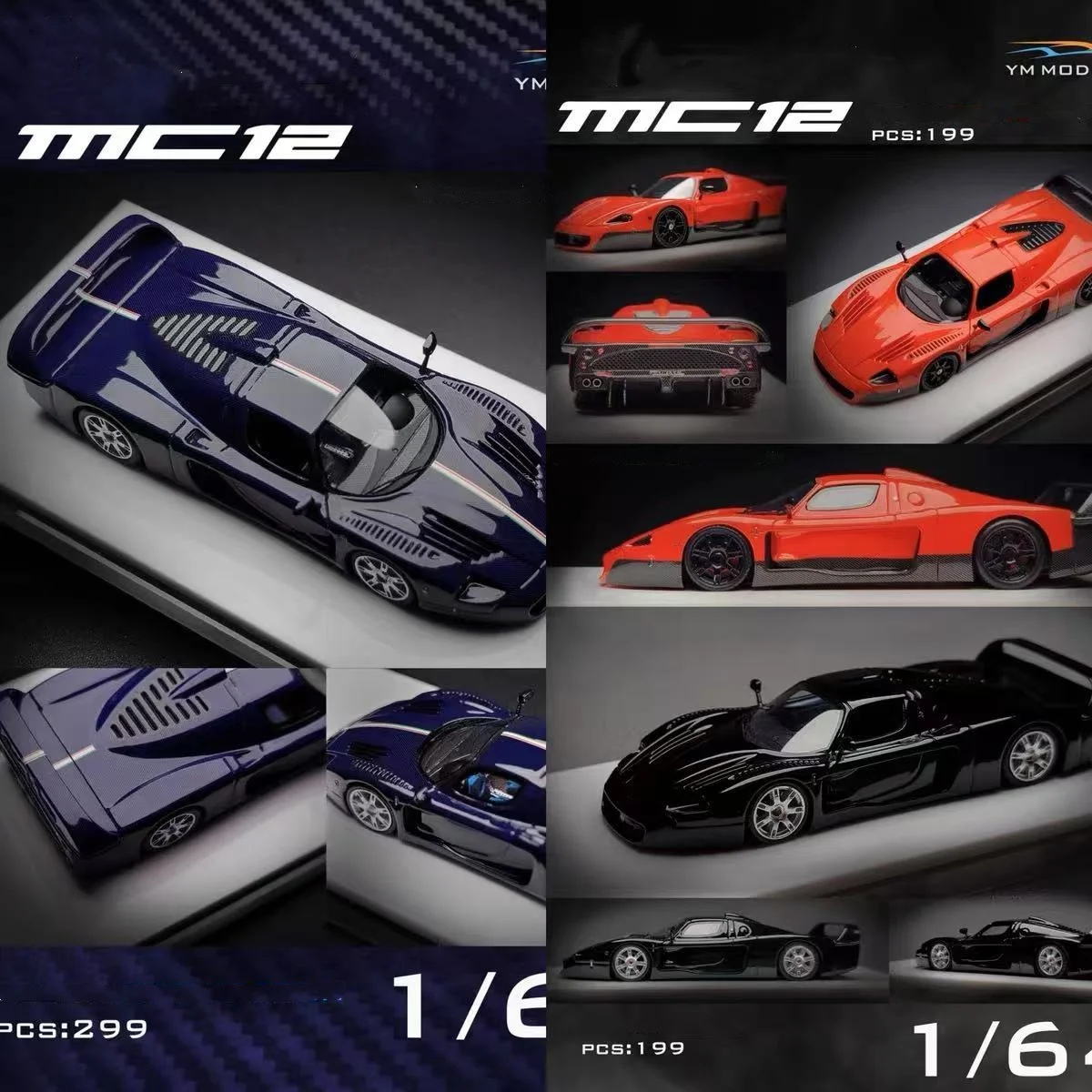 

YM model 1:64 MC12 Sports car Fully enclosed resin car model Collection gift