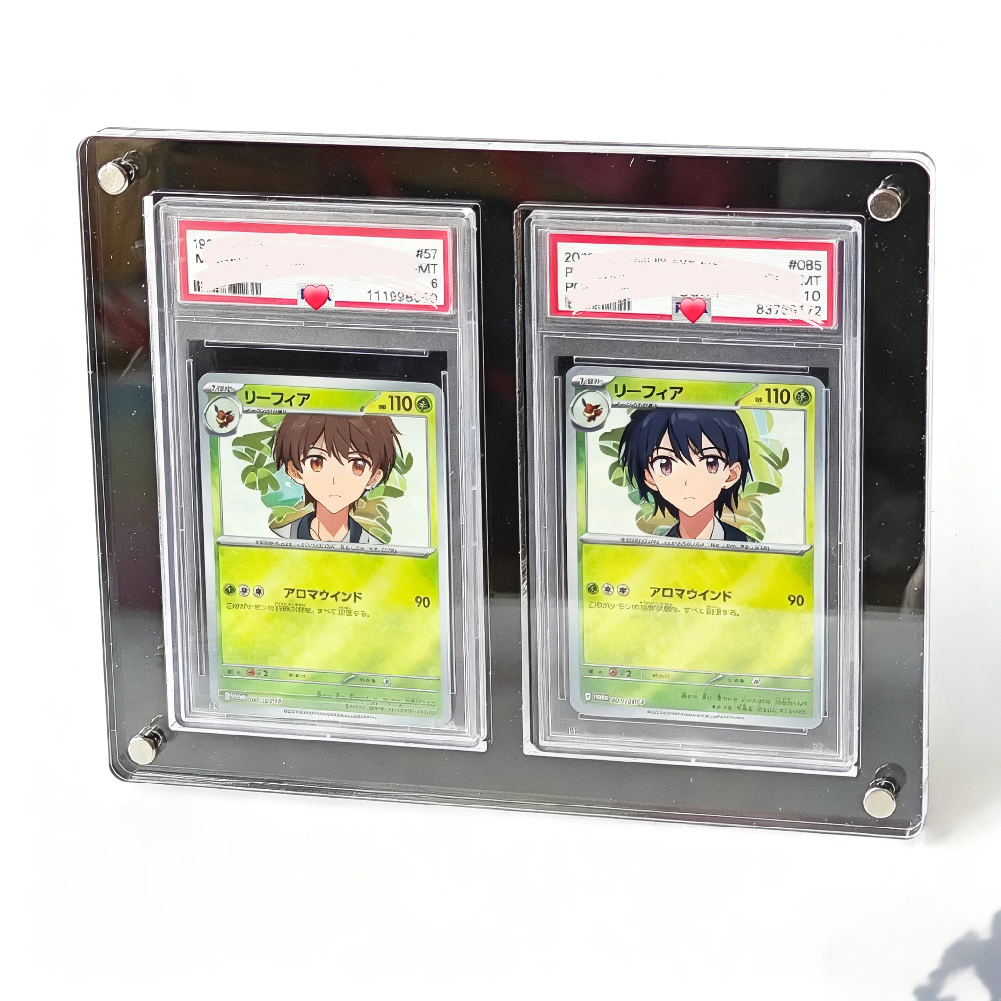 

Black 2-Slot Card Display Stand Modern Acrylic Showcase for PTCG Pokemon Yu-Gi-Oh Graded Cards Clear Edge Design No Cards