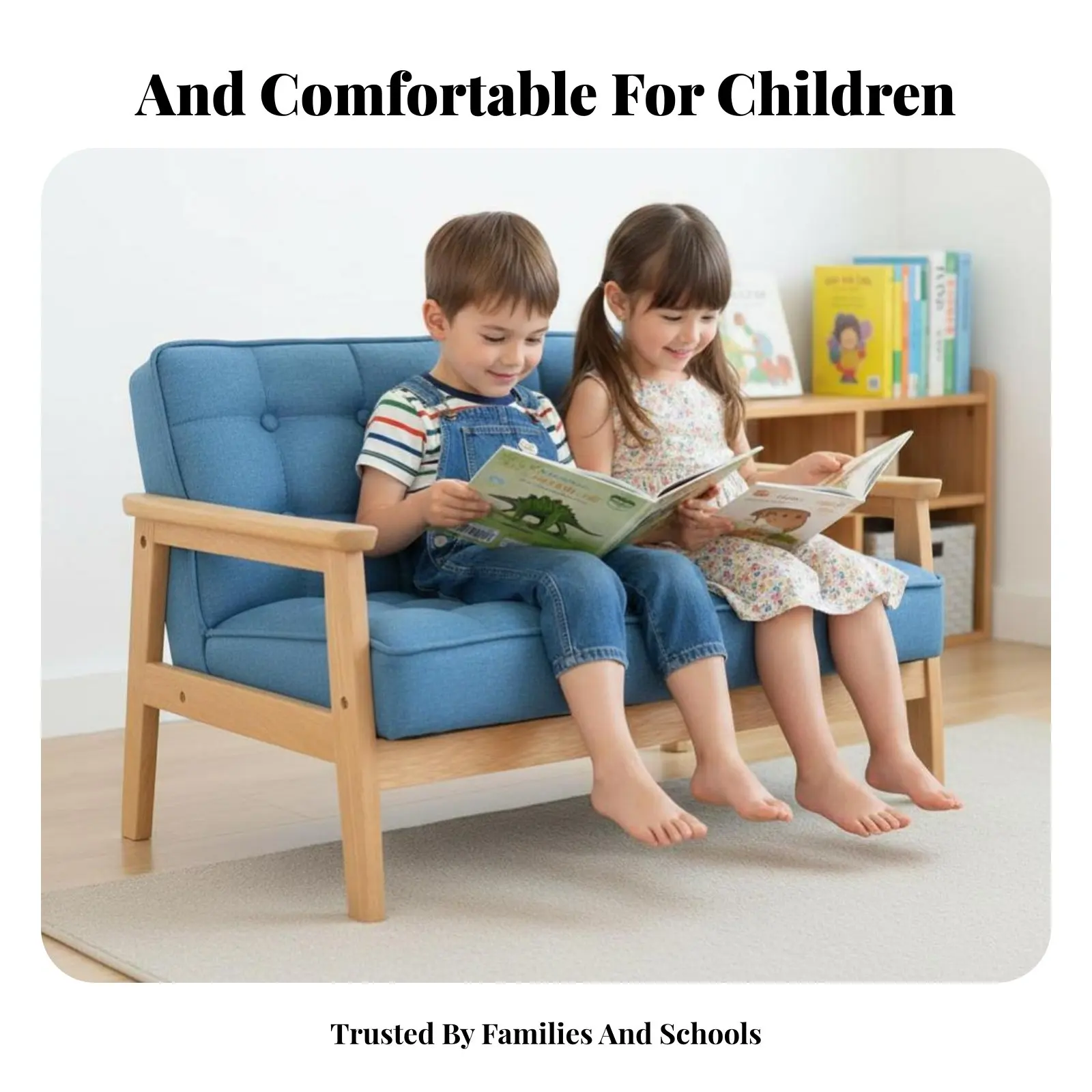 

Двухместная детская скамья-диван с прочным деревянным каркасом, легко чистится, для мальчиков и девочек, малышей, для уголка для игр