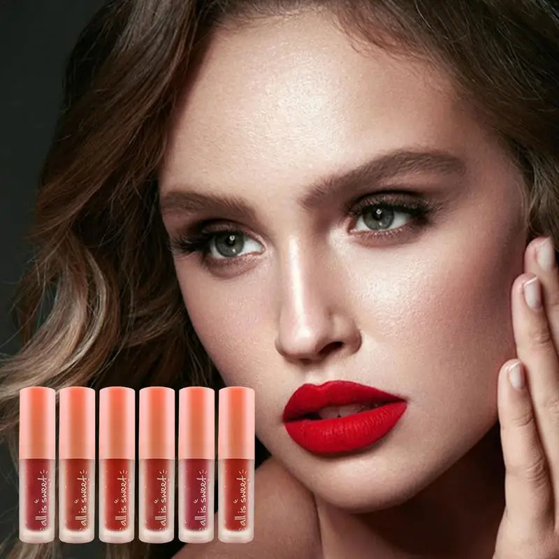 

6pcs Make Up Lips Matte Liquid Lipstick Waterproof Long Lasting Sexy Pigment Nude Glitter Style Lip Gloss Beauty Red Lip Tint