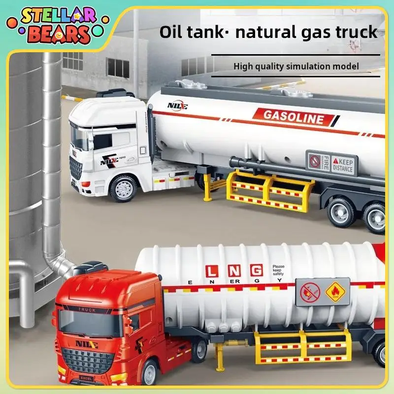 1:50 Cisterna dell'olio per bambini Giocattolo Veicolo da trasporto Ingegneria Modello di auto Simulazione Serbatoio dell'olio camion Auto inerziale Giocattolo Regalo di Natale
