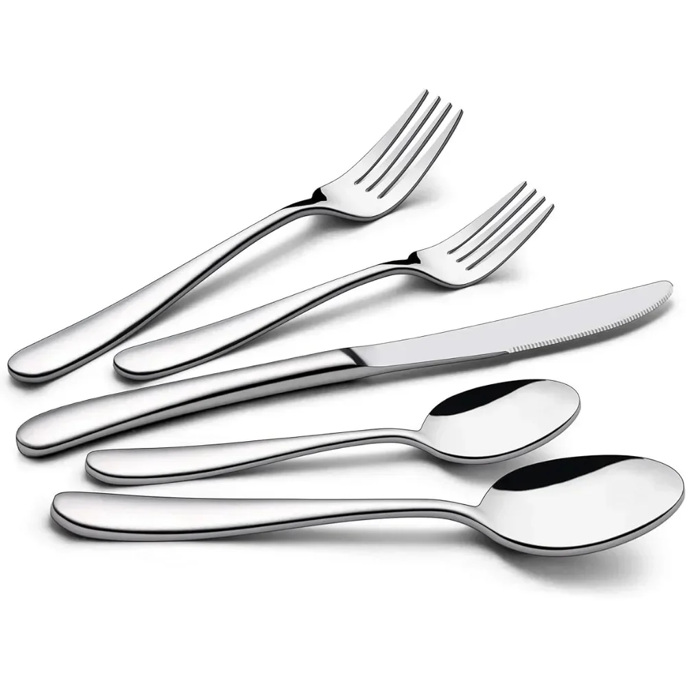 

40-Piece Silverware, Stainless Steel Sets for 8, Heavy Weight Eating Utensils Tableware, Mirror Polished, Dishwasher Safe