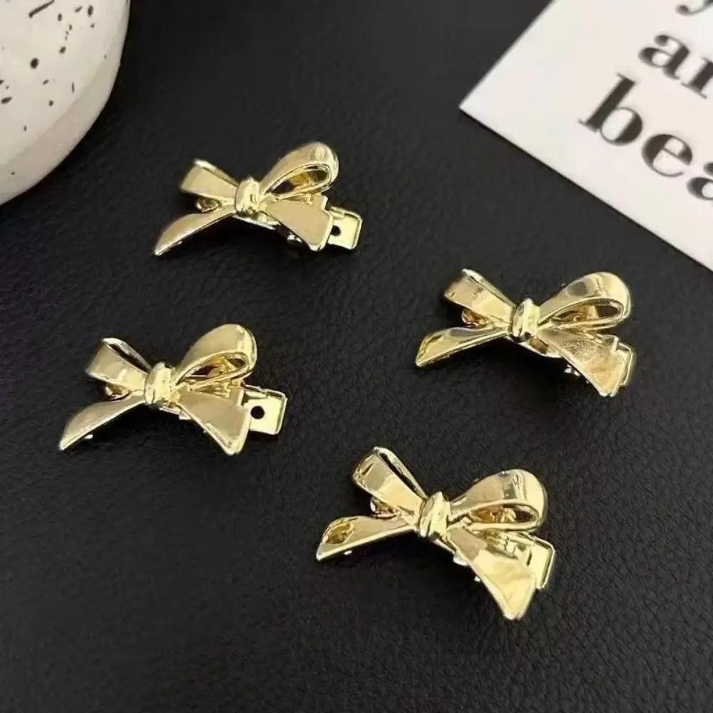 4Pcs/set Fashion Metal Bow Golden Bow Hairpins Sweet Cool Personality Bow Hair Clip Hair Accessories Bangs Styling