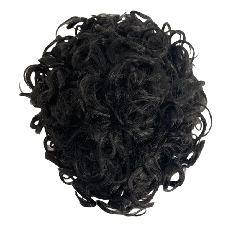 Vervanging van Europees maagdelijk menselijk haar # 1B zwarte kleur 130% dichtheid 8x10 toupet 19 mm krul full lace unit voor zwarte mannen