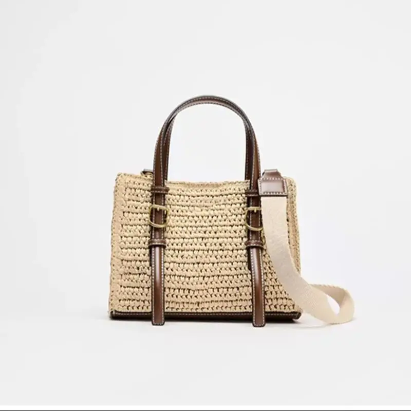 

Vintage 2025 Handbag Hand Woven Straw Women's Underarm Bag Grass Weaving leather Handheld Hollowed Out Shoulder Bag