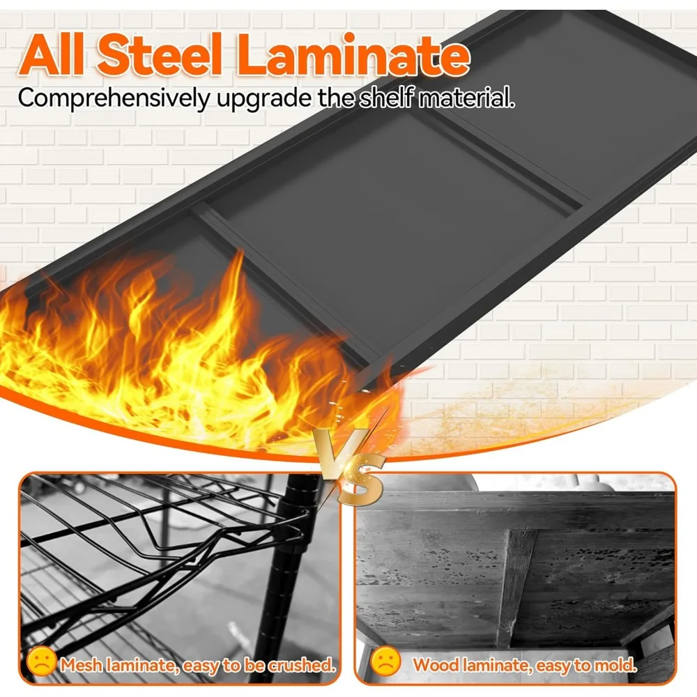 ชั้นวางของเหล็กปรับระดับได้ 5 ชั้น รับน้ำหนักได้ 3000 ปอนด์ สำหรับงานหนัก ชั้นวางโลหะเกรดอุตสาหกรรมสำหรับอุปกรณ์หนัก