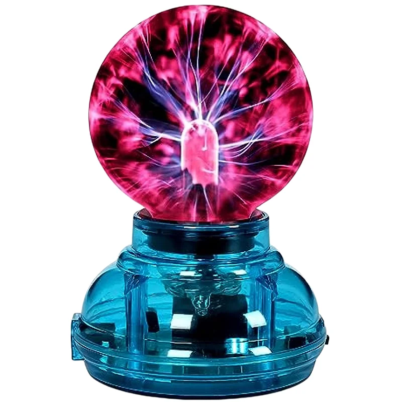 USB-Powered 3-Inch Red Plasma Ball Lamp - Touch Sensitive Lightning Globe for Party Decorations & Novelty Table Lighting