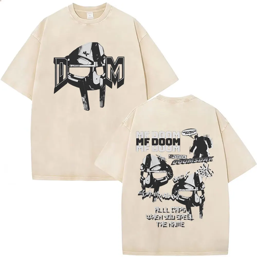 

Washed Vintage Rapper Mf Doom Doomsday Madvillainy MM FOOD Graphic Print T-shirt Men Women Fashion Hip Hop Oversized T Shirts