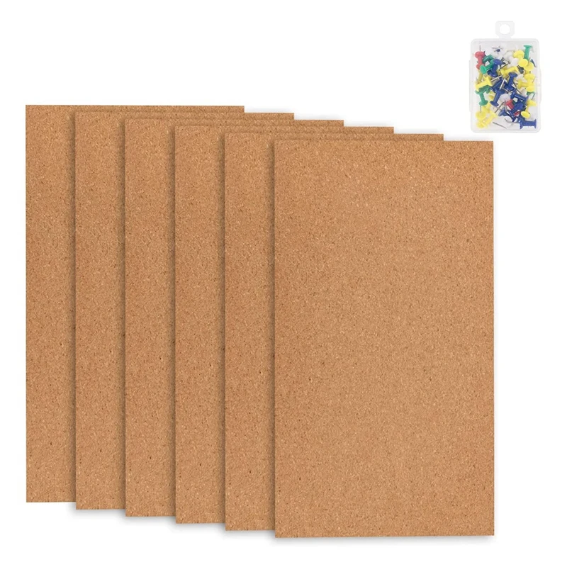 6 Pack Cork Bulletin Board,1/2Inch Thick Cork Boards Frameless Cork Tiles,Wall Decor Cork Board Tiles For Office, School