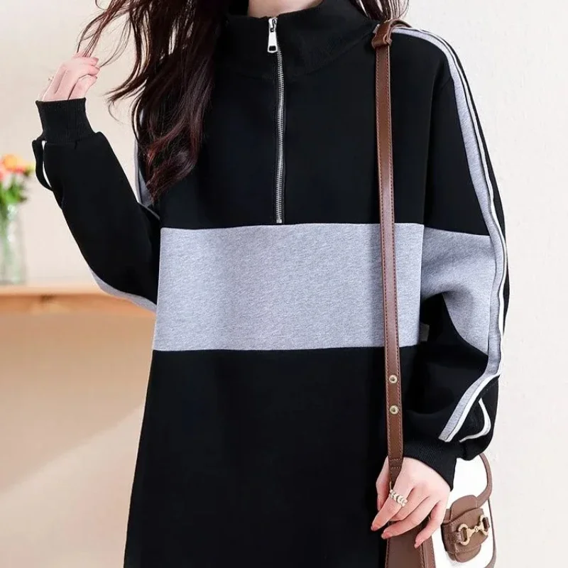 

Loose Long Pullover Baggy Korean Woman Tops E Streetwear Y2k 2025 Trend Sweatshirt for Women Popular Clothes Emo Novelty Coat M