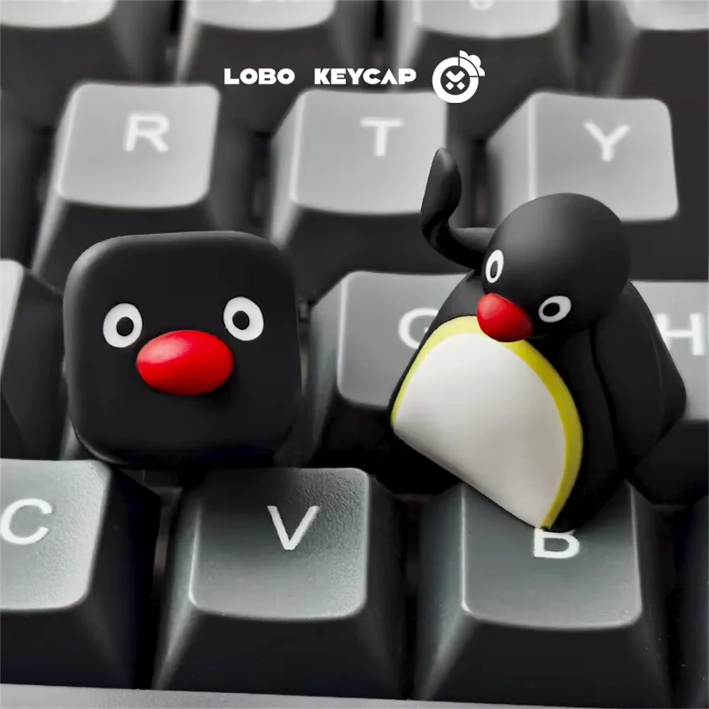 Pingu Penguin – clavier mécanique personnalisé, Design de dessin animé, capuchons de touches de remplacement, matériau en résine Esc, cadeaux périphériques personnalisés