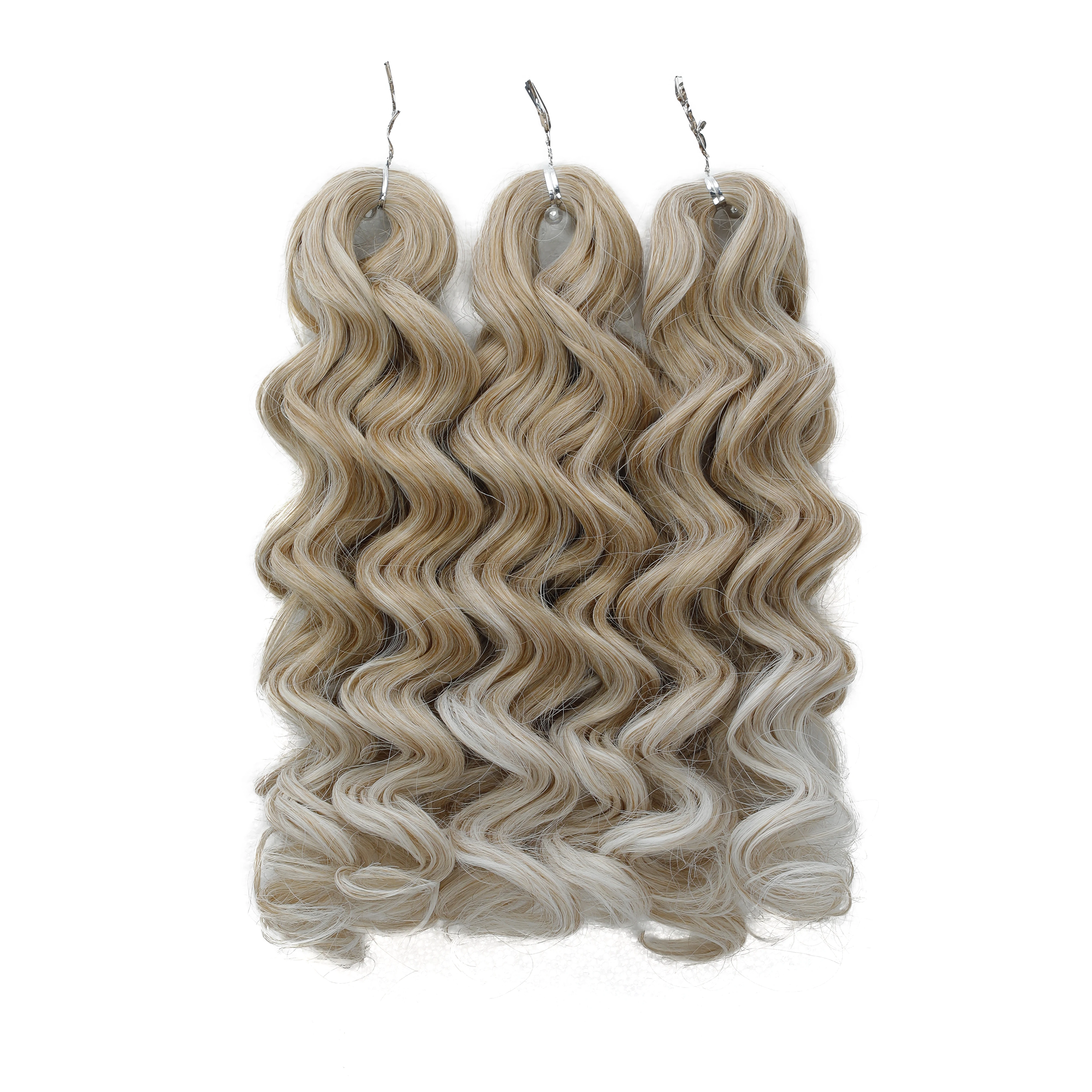 تويست الكروشيه مجعد الشعر 12 بوصة 3 قطعة أومبير اللون موجة عميقة جديلة وصلات شعر مرونة عالية جدائل شعر صناعية #3