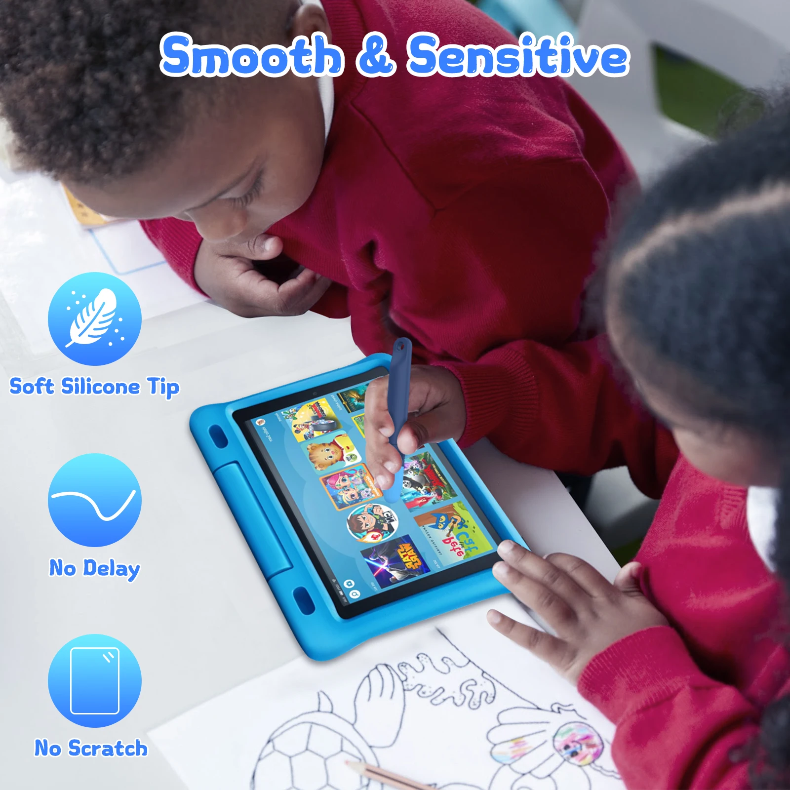قلم ستايلس للأطفال لشاشات اللمس، عبوتان مع أربطة، سيليكون ناعم لأجهزة iPad وiPhone والأجهزة اللوحية ونار كيندل وجميع شاشات اللمس #5