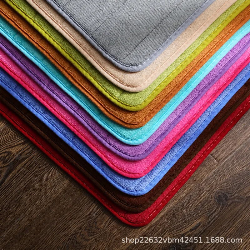 Home Bath Mat Coral Fleece Bathroom Carpet Water Absorption Non-slip Memory Foam Absorbent Washable Rug Toilet Floor Mat