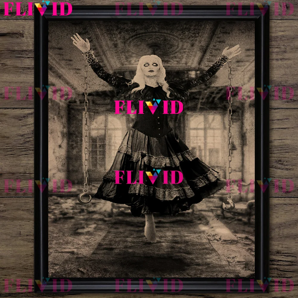 قلبي الماعز وساحرة الماعز غريب ريترو ملصق فني وطباعة ، الماعز الصبي الظلام الرعب الرسم على لوحات القماش الجدارية ديكور المنزل