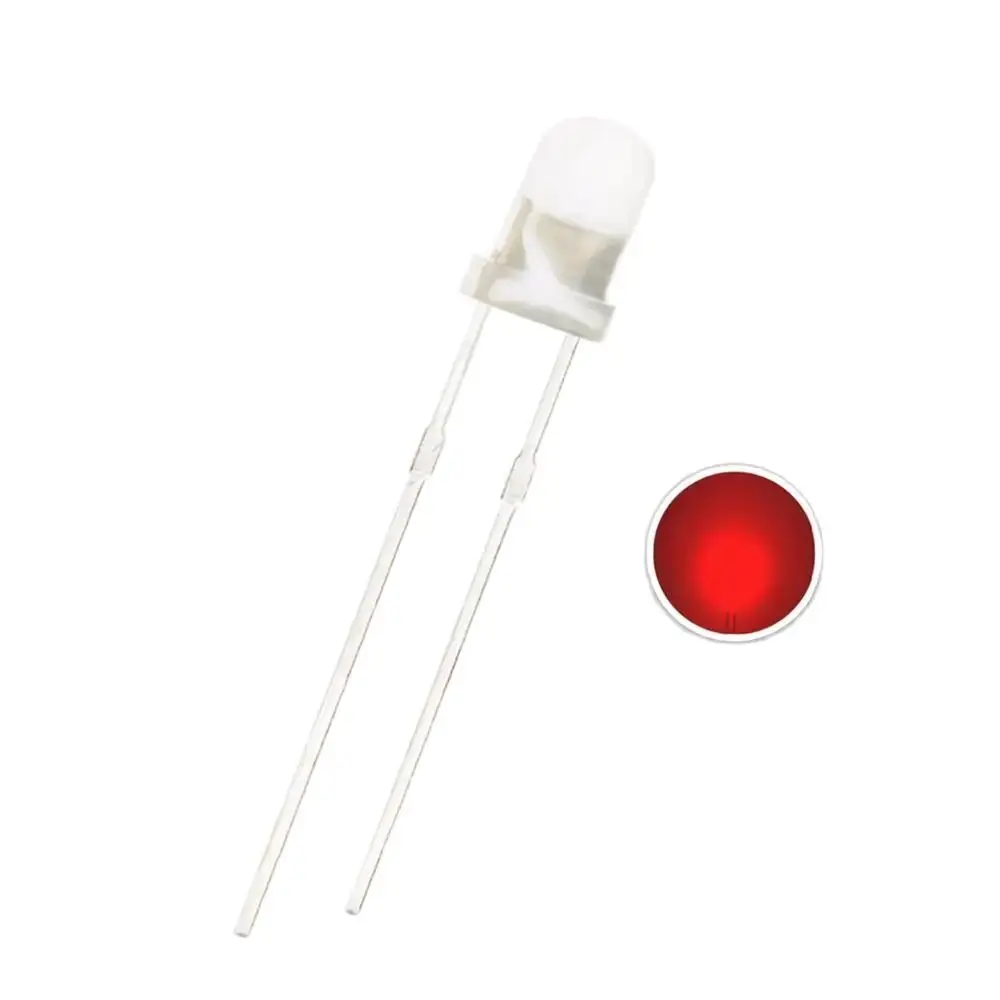 1000PCS F3 RED DIFFUSED DIP-2  3MM LED 2.0-2.2V 620-625NM 500-700MCD Light Beads