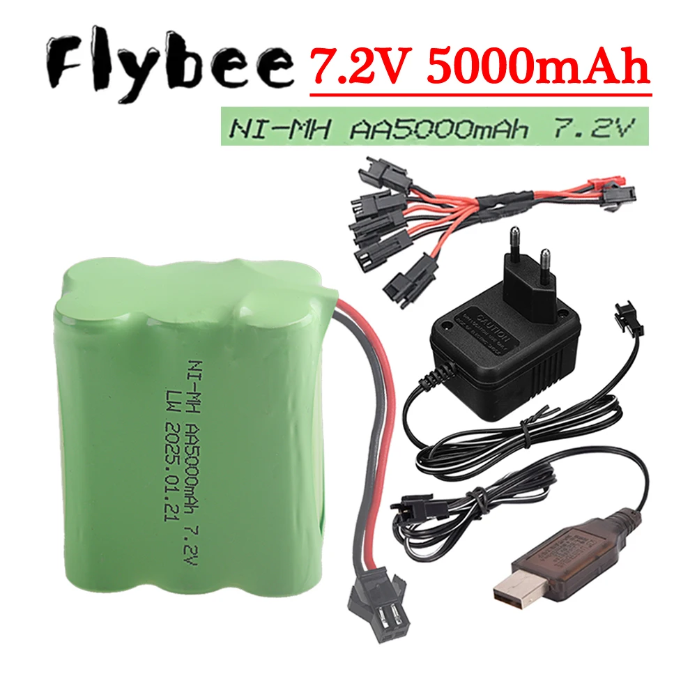 7.2V 5000mah 2400mAh Ni-MH 6*AA Rechargable Battery With SM Plug For RC Truck/ Rc Racing car/ boat model Toys 7.2 v battery Pack