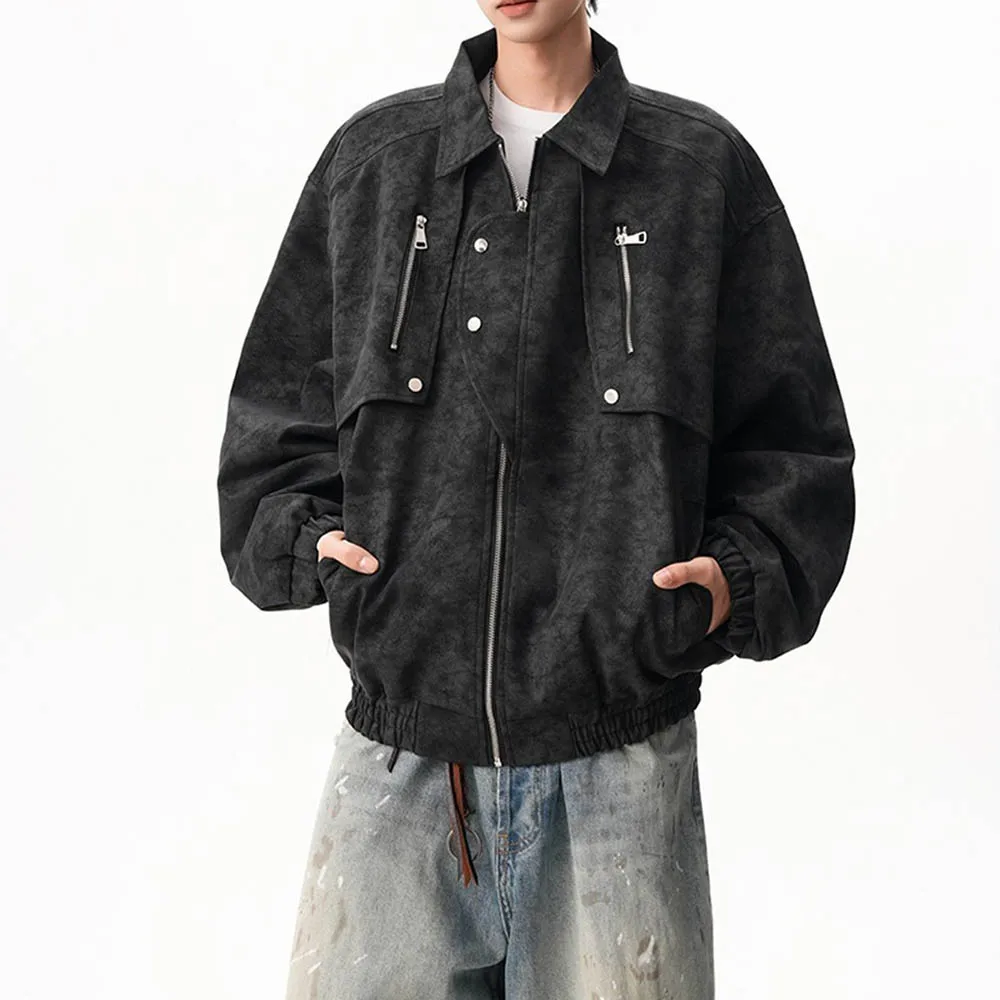 

Осенняя новая мужская куртка из искусственной кожи с принтом тай-дай, американская ретро-мода, уличная свободная повседневная нишевая мужская куртка в стиле хип-хоп, 2025 г.