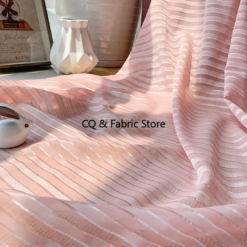 Striped Jacquard Cut Flower Chiffon Short Fringe Wool Fabric DIY Women's Fashion Shirt