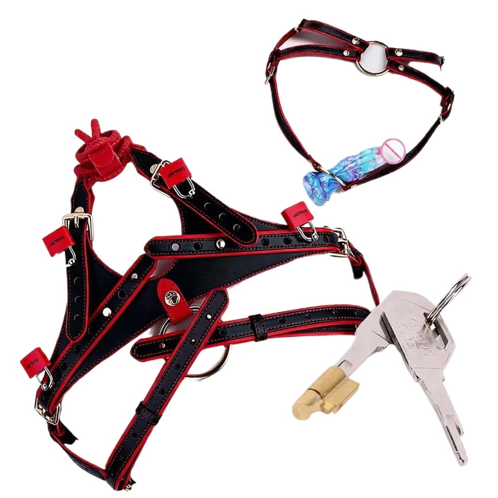 Sexy PU Triangle Thong Chastity Pants Sissy Cock Cage with Adjustable Belt Penis Rings Erotic Sextoy for Men Gays 2 In 1