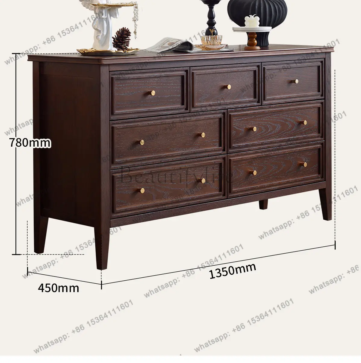 French chest full solid wood retro French simple storage cabinet