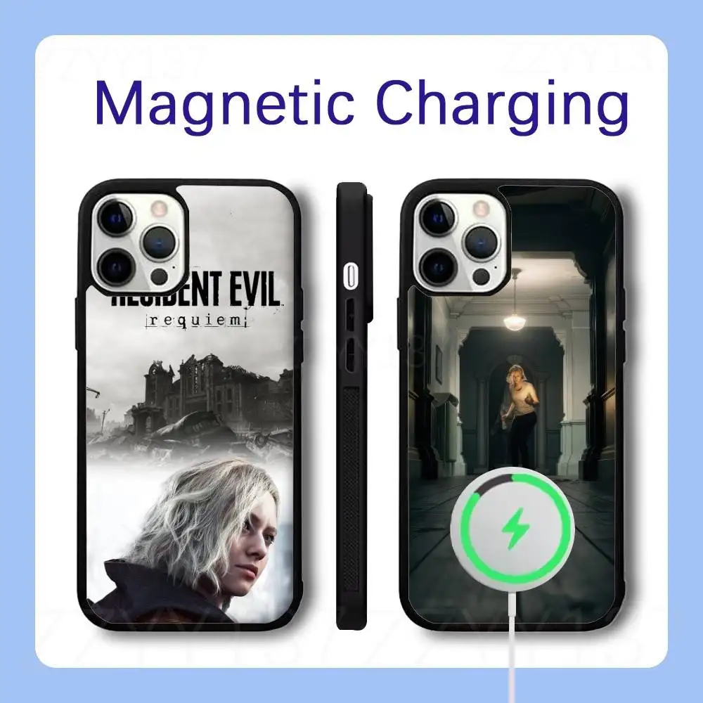 R-Resident Evil Requiem Phone Case For iPhone 18,17,16,15,14,13,12,Pro,Max,Plus Magnetic Wireless Charge Cover