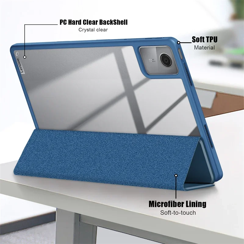 Tablet for Lenovo Tab M11 Case with Pen Holder Folding Stand Acrylic TPU Back Cover for XiaoxinPad Xiaoxin Pad 2024 Case 11 inch