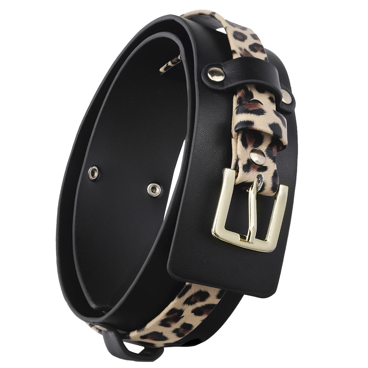 Chic Vrouwen Luipaard Print Riem Vrouwen Brede Riemen Dubbele Pu Lederen Riemen Vrouwen Jurk Gordel Buikband Vrouwelijke Zwarte Riem