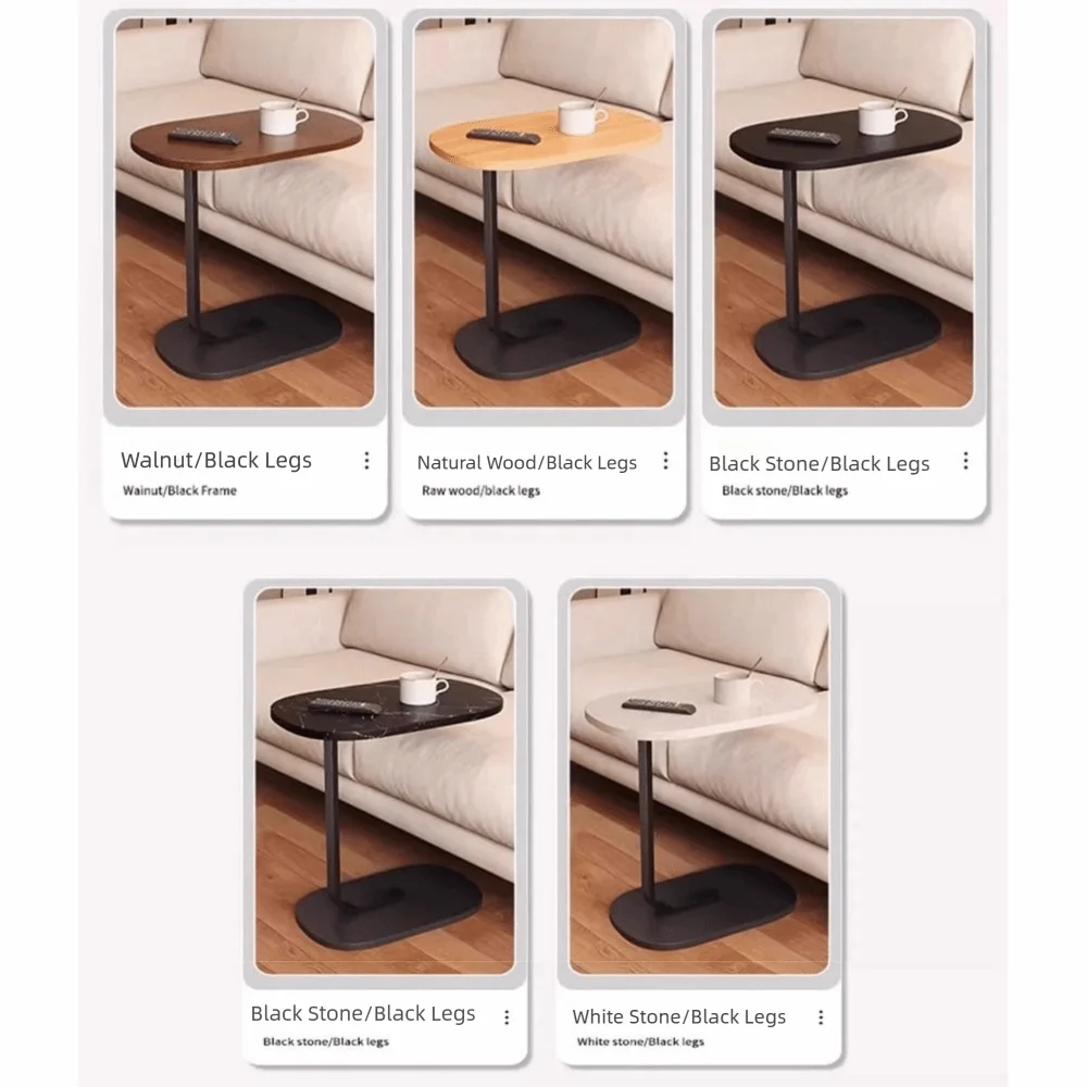 أريكة على شكل حرف C، طاولة قهوة، زاوية مستديرة ثابتة، منظم بجانب السرير، ارتفاع مريح، بيضاوي، طاولة شاي متحركة، رف منزلي