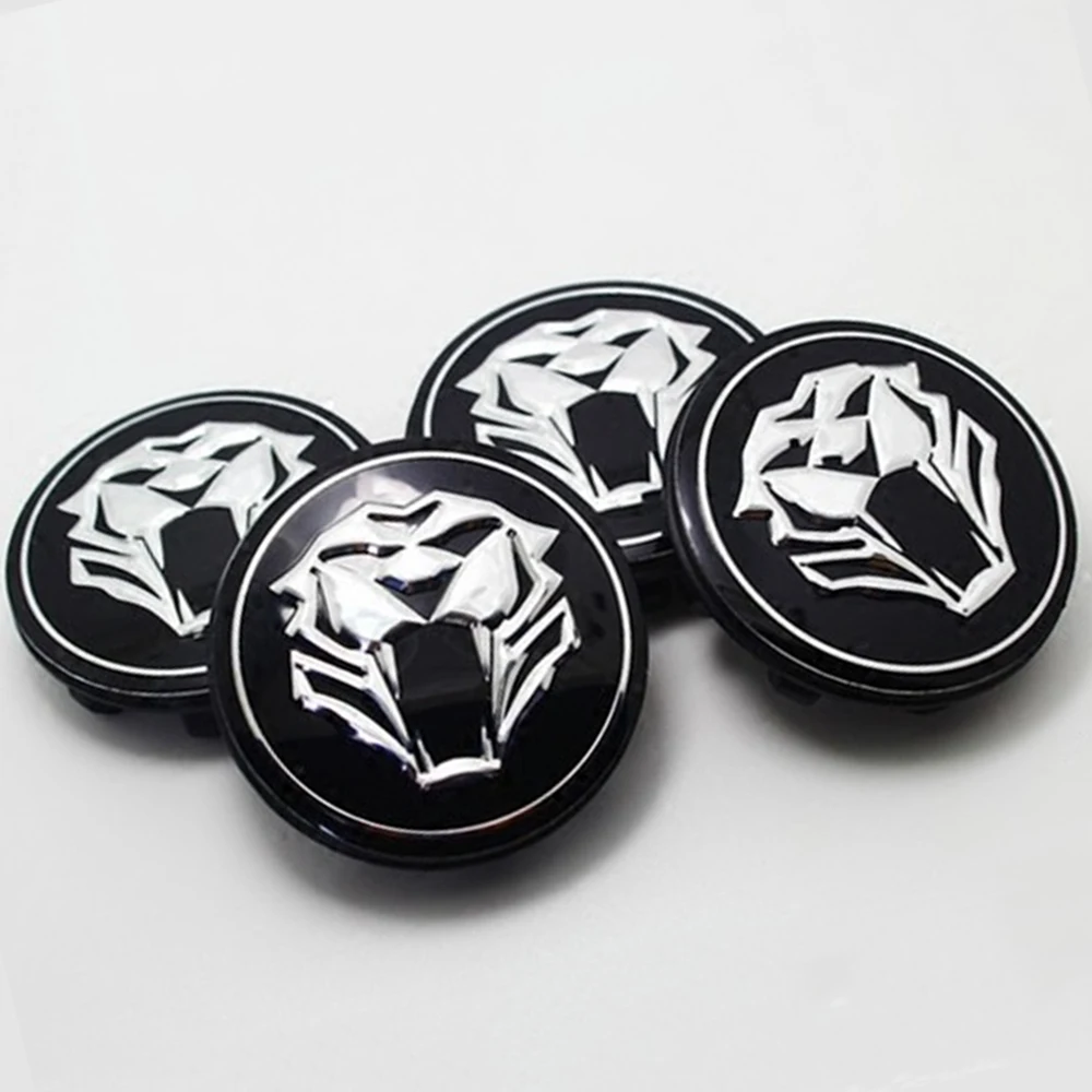 

One Set (4pcs) 5.9cm Tiger Chrome Black Car Emblem K5 Car Accessories Badge Hub Wheel Rim Center Cap