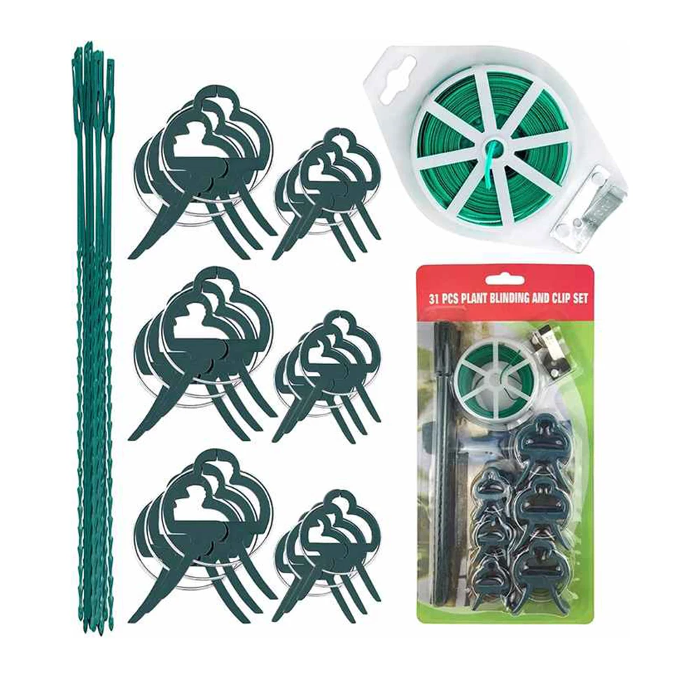 

202531 Pcs Plant Binding and Clip Set Plastic Plant Support Garden Clips Flower Climbing Binding Wire Twist Tie Support Tool Set