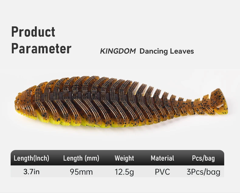 Kingdom Soft Lure 3 teile/beutel 95mm 12,5g PVC Soft Shad Köder Geruch Zugefügt Fett Künstliche T Schwanz VIBE Swimbait für Hecht Bass Angeln – Detail 6