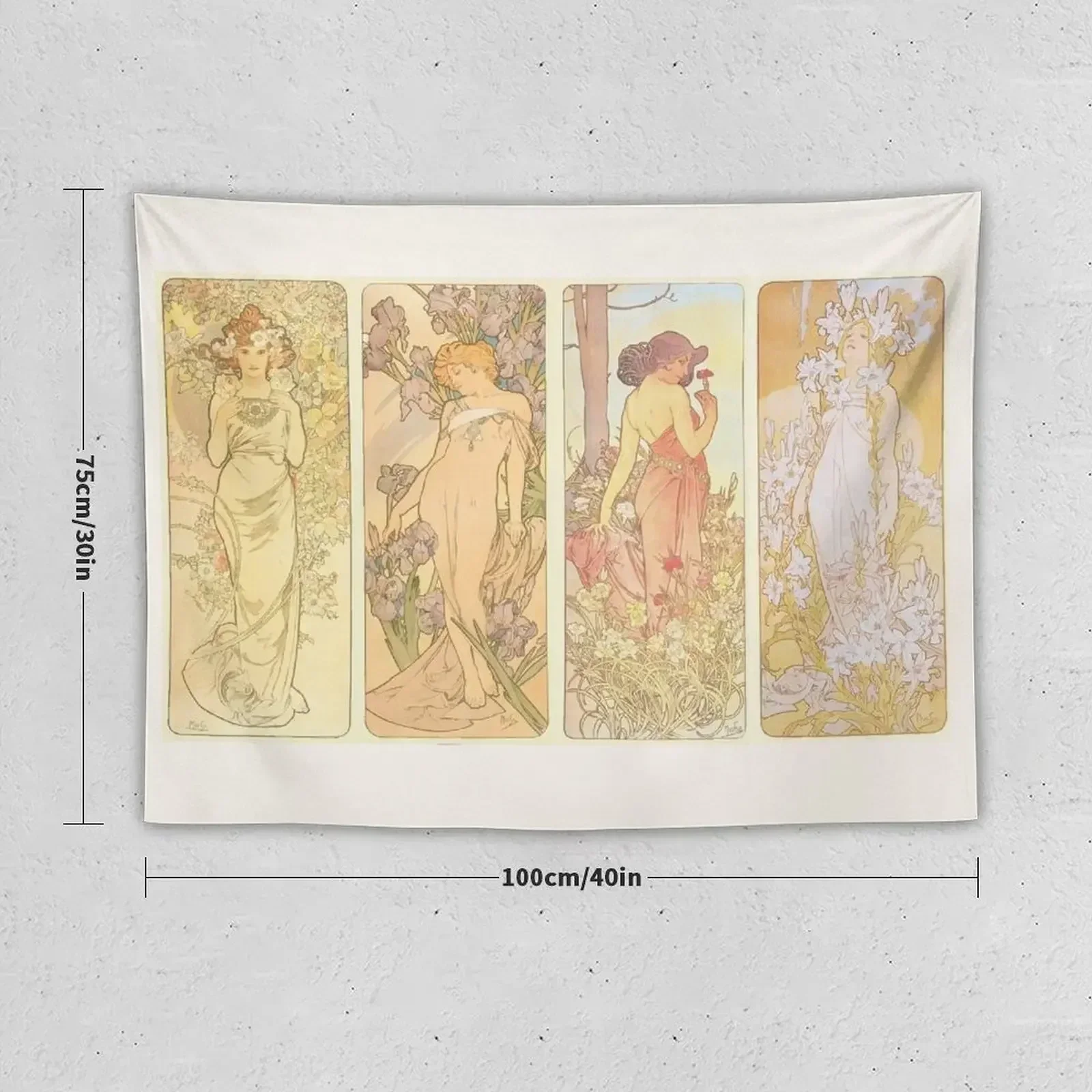 HD.The Flowers (series) (1898) Alphonse Mucha HIGH DEFINITION Tapestry Room Aesthetic Japanese Room Decor Tapestry