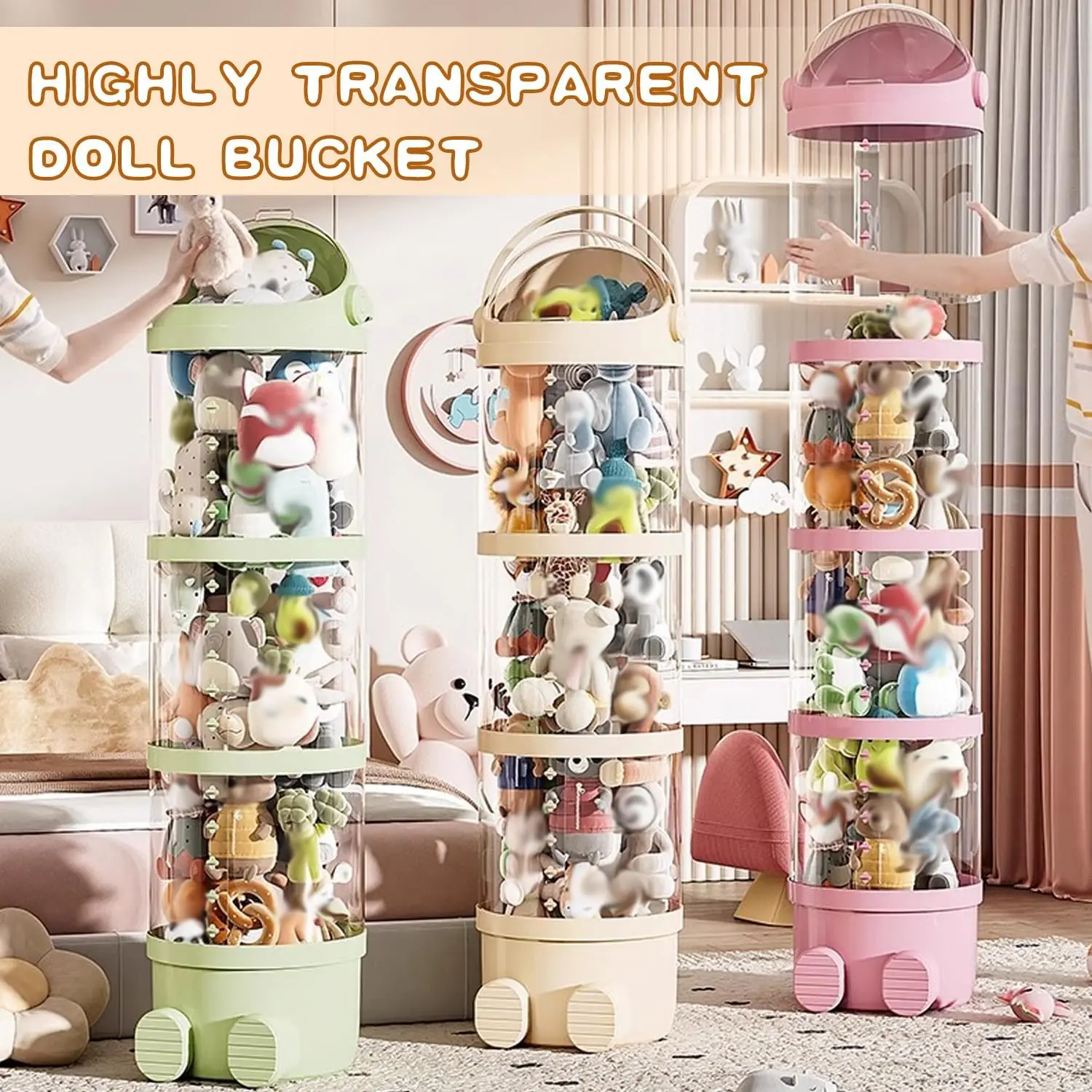 162cm Stuffed Animal Storage Tube Transparent Zoo Box Stuffed Zoo Storage With Lid Stuffed Toy Storage for Living Room Decorate