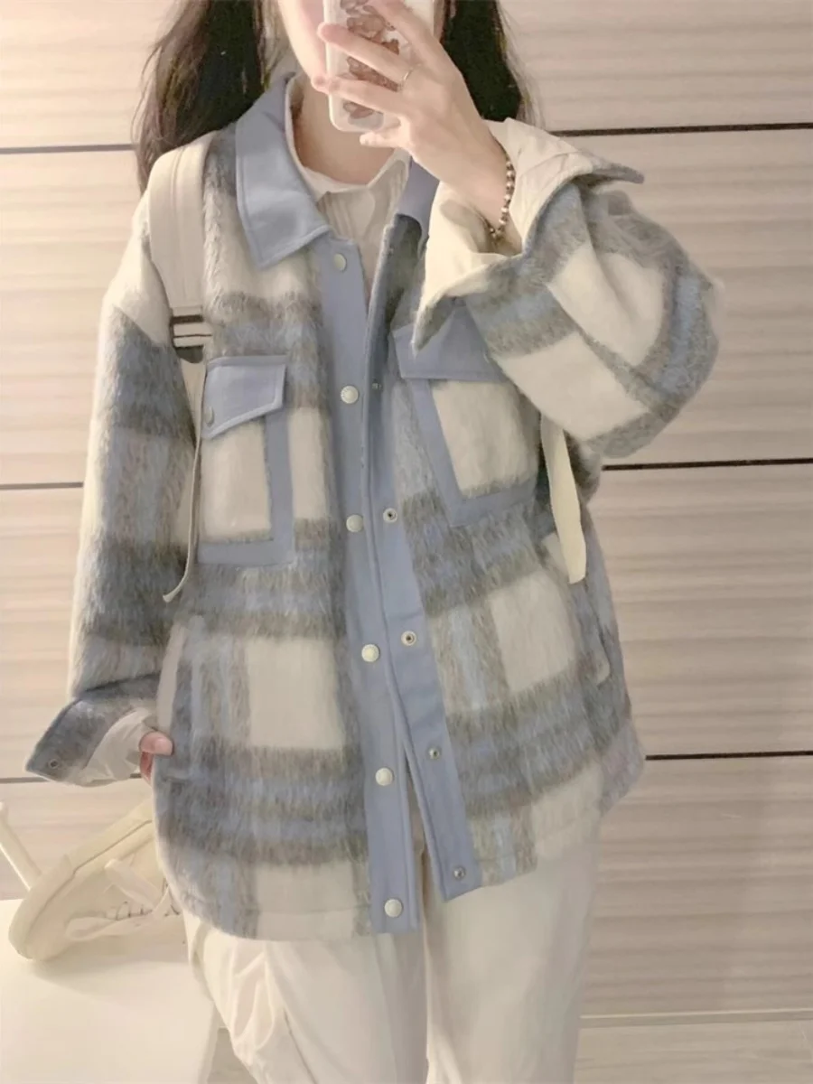 Vertrouwd katoen geruite Jaet dames herfst winter nieuw ontwerp Amerikaanse retro honkbaljas kraag pendelen Sle bovenkleding