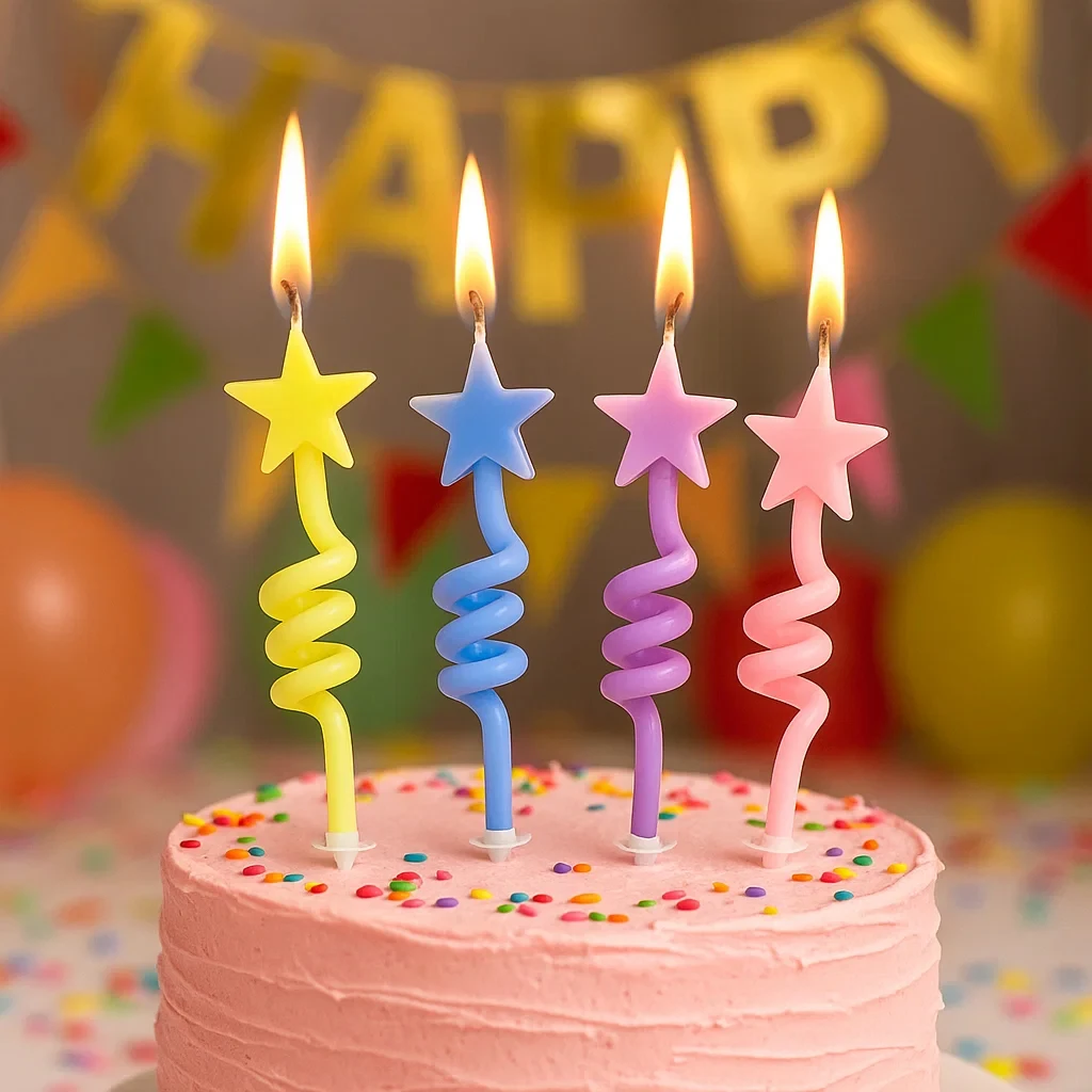 4PCS Kreative Bunte Rotierende Sterne Liebe Geburtstag Kuchen Kerzen 5-Zackigen Stern Jahrestag Wishing Party Backen Plugin