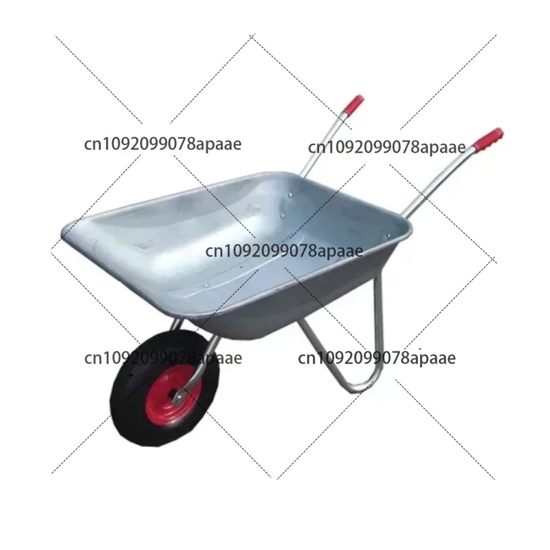 

Galvanized Wheelbarrow for Construction, Home Garden Use - Heavy Duty Yard Cart, Portable