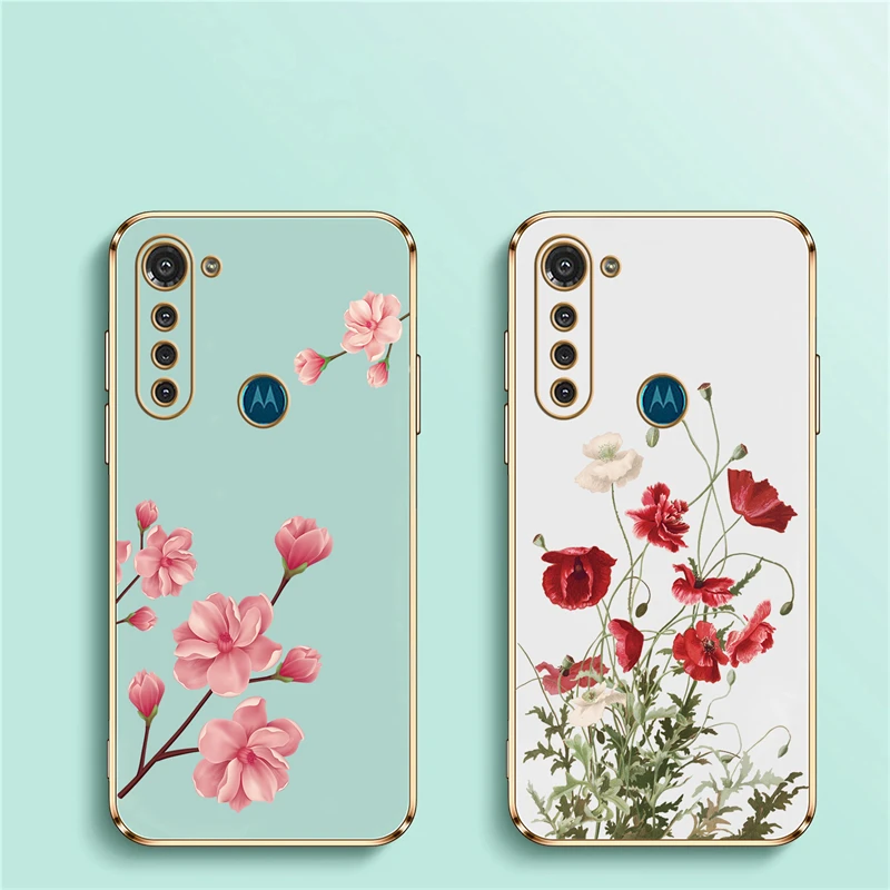 G8 Power Flower Case For Moto G53 G22 G30 G50 G52 G60 G9 Play Plus G60 G40 Fusion E7 Edge20 Silicone Shockproof Cover Coque