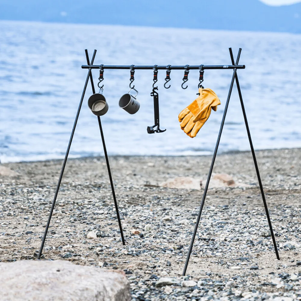 TXZ Outdoor Camping Opvouwbaar Ophangrek Plank Bovenplaat Met Haak Driehoek Opberghanger Picknick Kookgerei Pot Pan Ophangrek