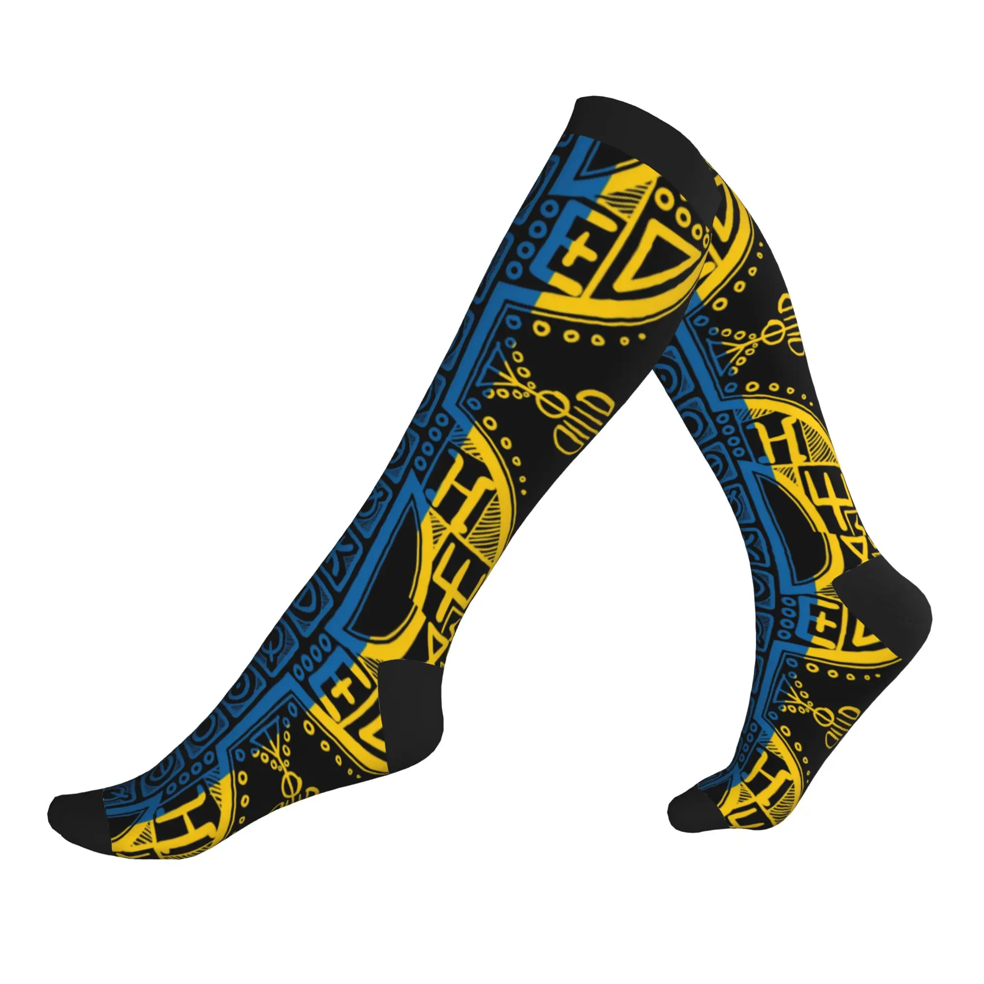 

Canarias Flag With Yaz Amazigh Roots Proud Canarian Berber Mens Sports Compression Socks Unisex Cute 3D Printed Dress Socks
