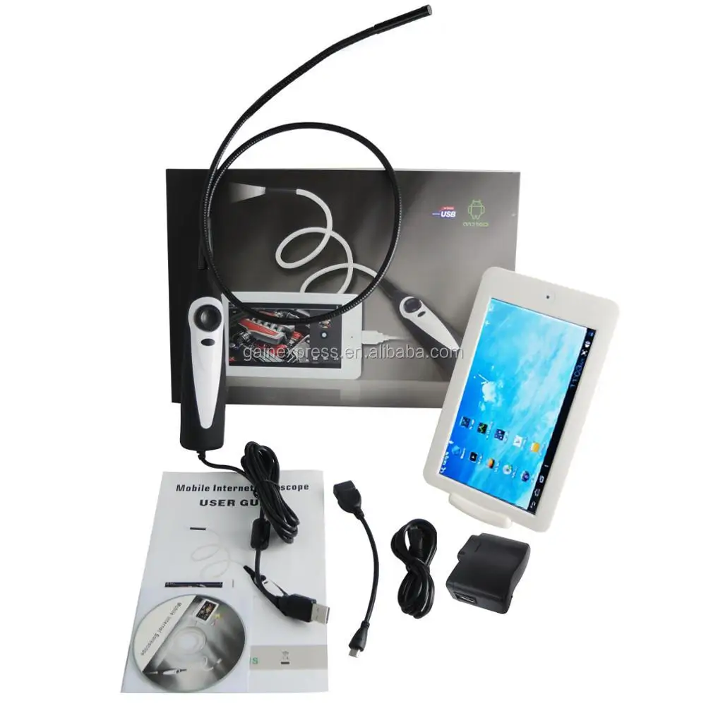 USB Video Inspection Borescope Endoscope/ 830mm Flexible Tube 7mm Waterproof Camera Head with 7 inch Android