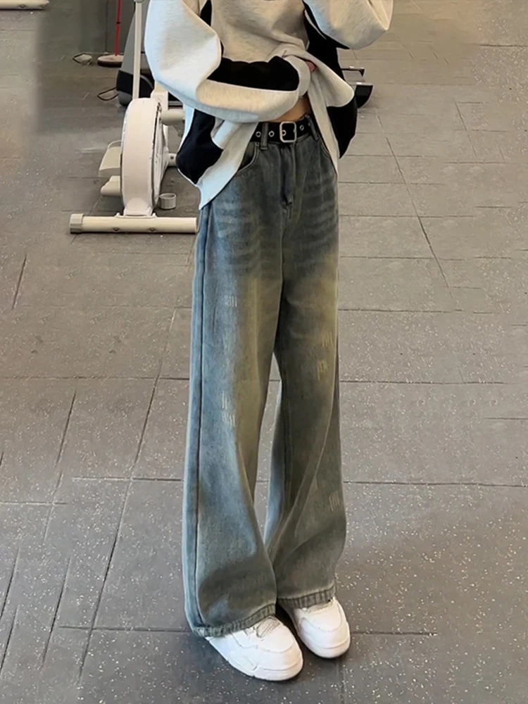 

Американские ретро-джинсы синего цвета на флисовой подкладке для мужчин, с высокой талией, прямые, длинные брюки, повседневные, весна-осень