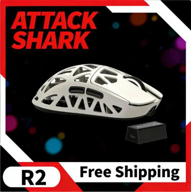 

Беспроводная мышь Attack Shark R2 8KHZ из магниевого сплава с полым корпусом, сенсором PAW3950, 30000 DPI, 1000 Гц, проводная игровая мышь, аксессуары